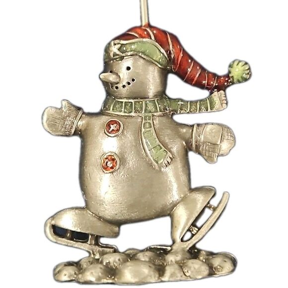 Pewter Snowmen Card Photo Place card Holders Felt Bottom Set of 3 - Picture 2 of 6